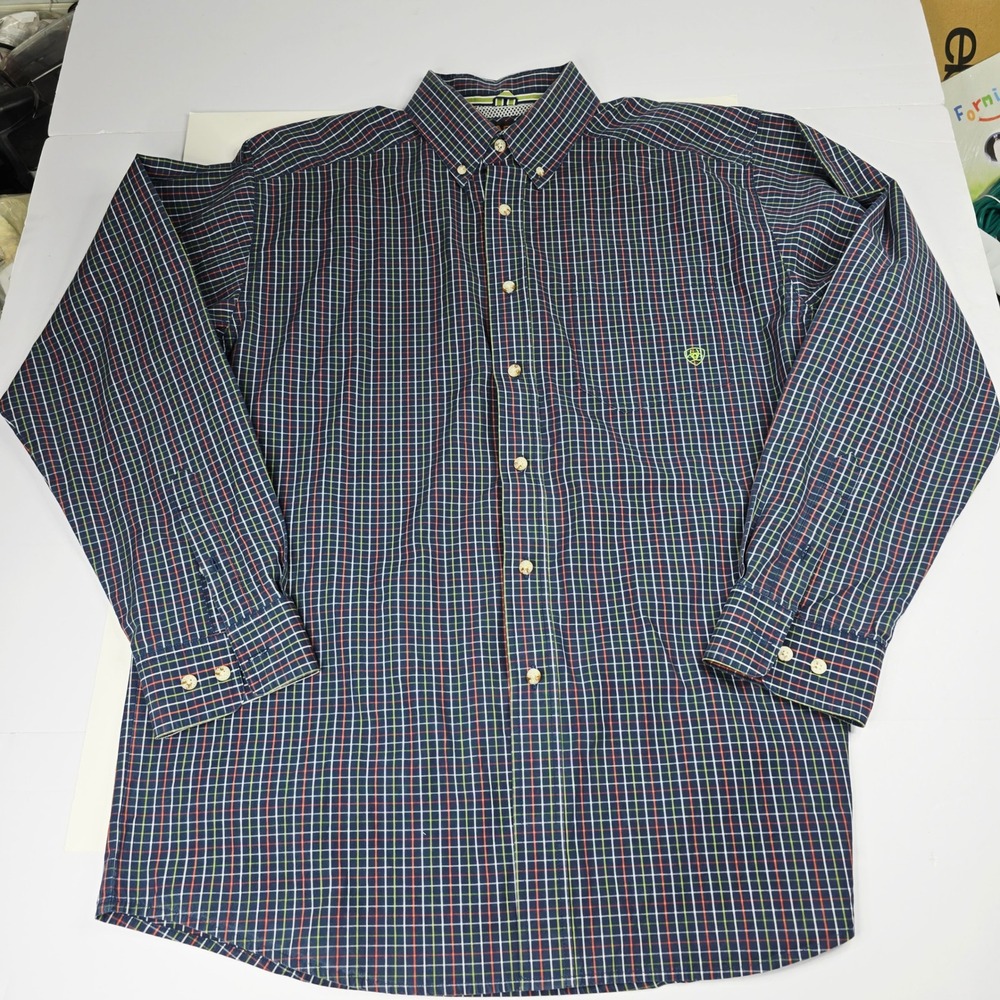 ARIAT Pro Series Mens Plaid Button Down‎ Long Sleeve Shirt Mens Size Large